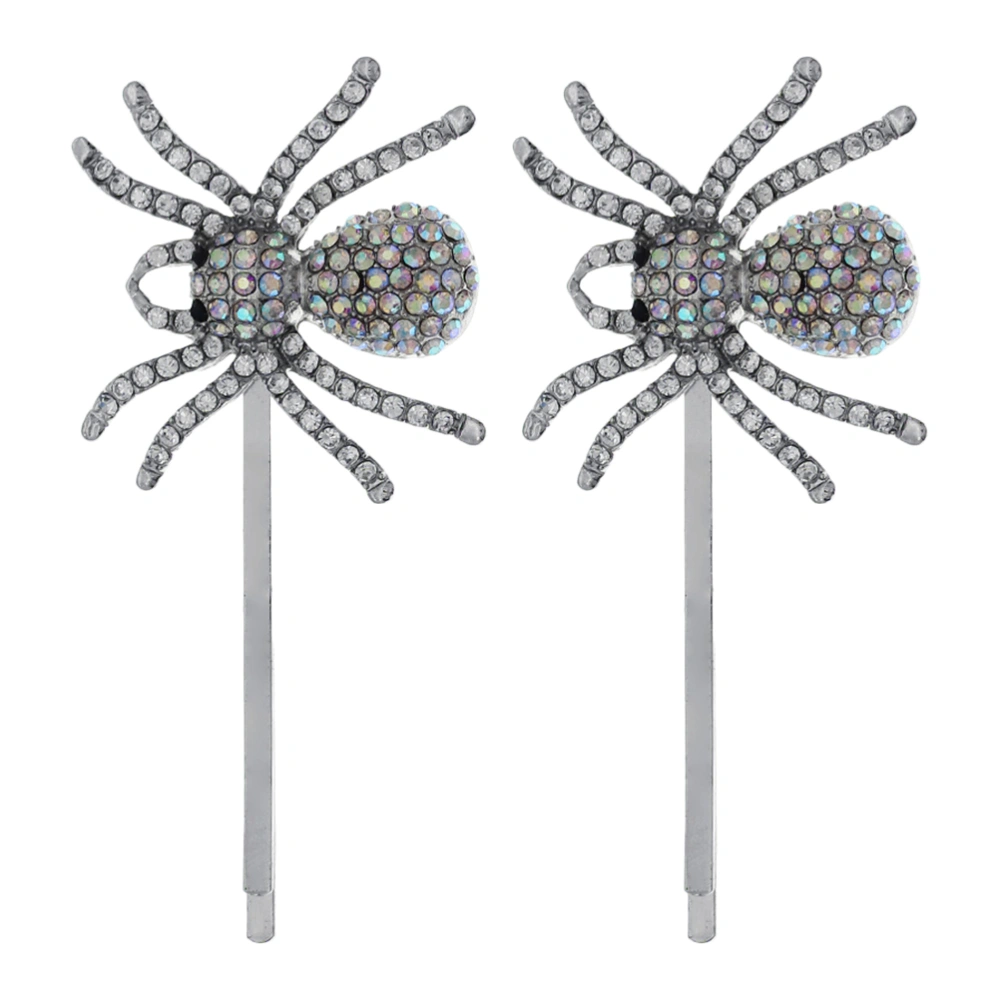 2Pcs Glitter Rhinestones Spider Hair Clip Hairpins Barrette for Women and Girls