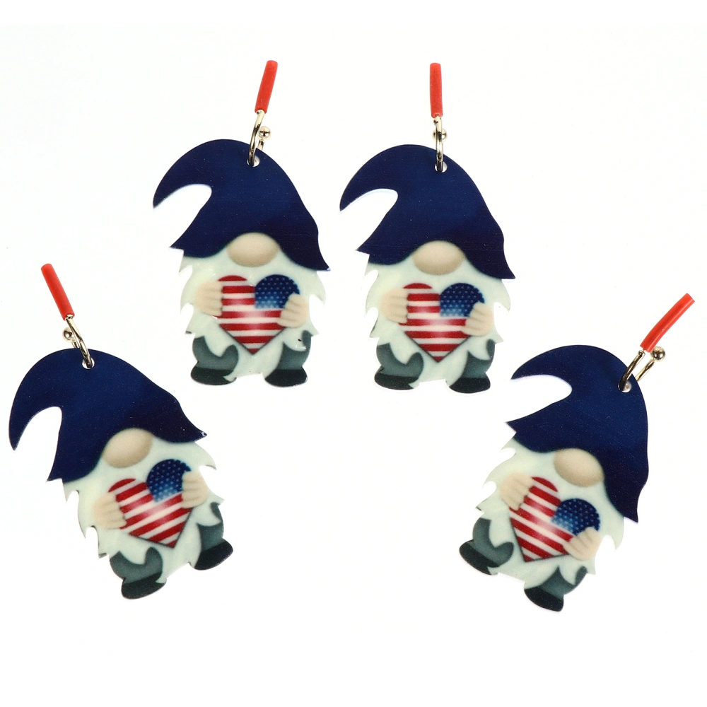 2 Pairs of Glass Ear Drops Ear Jewelries Independence Day Gnome Ear Rings