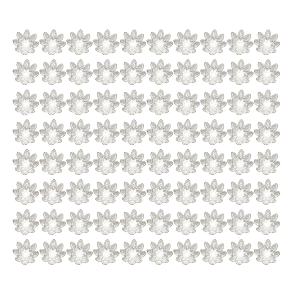 500PCS 10MM DIY Accessories Material Eight Pentals Beads Flower Caps Pendant Hollow Spacer End Caps Jewelry Findings (Silver)