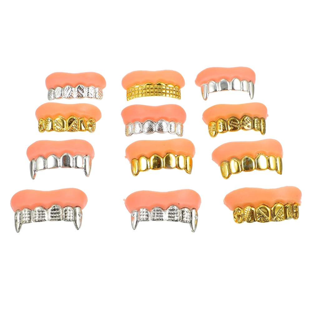 12 Pcs Halloween Costume Props Simulation Zombie Dentures Tricky Teeth