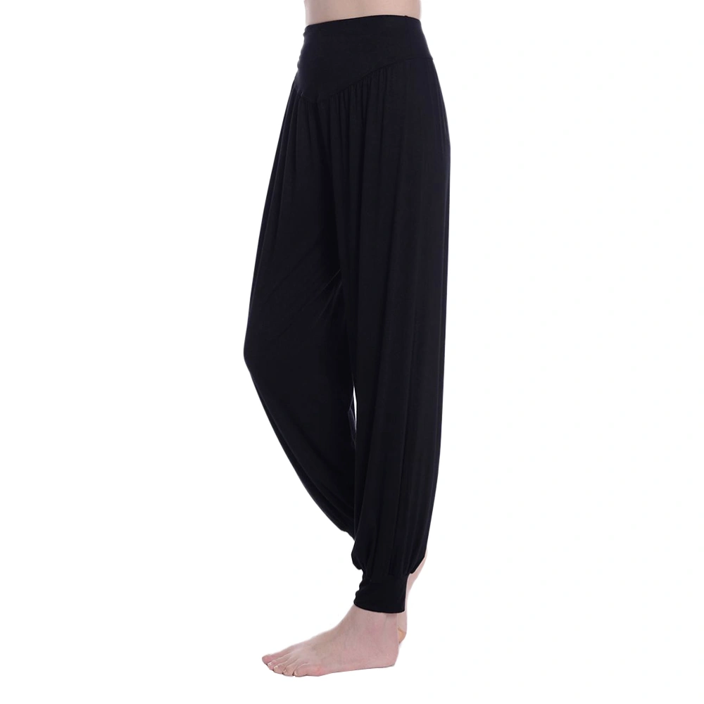 Women Lady Yoga Pants Belly Dance Baggy Comfy Long Loose Trousers - Size 3XL (Black)