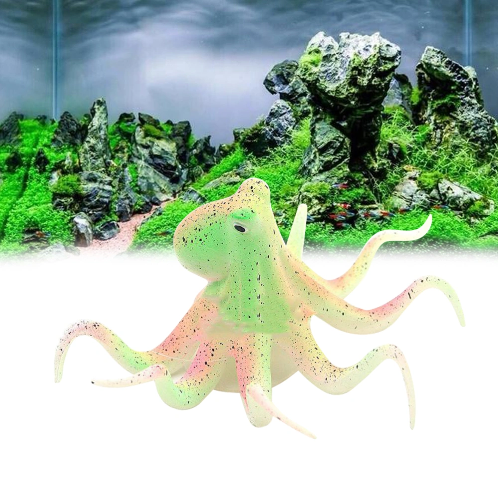 Aquarium Modeling Night Fluorescent Simulation Octopus Artificial Suction Cup Fish Tank Decoration Gift (Green)