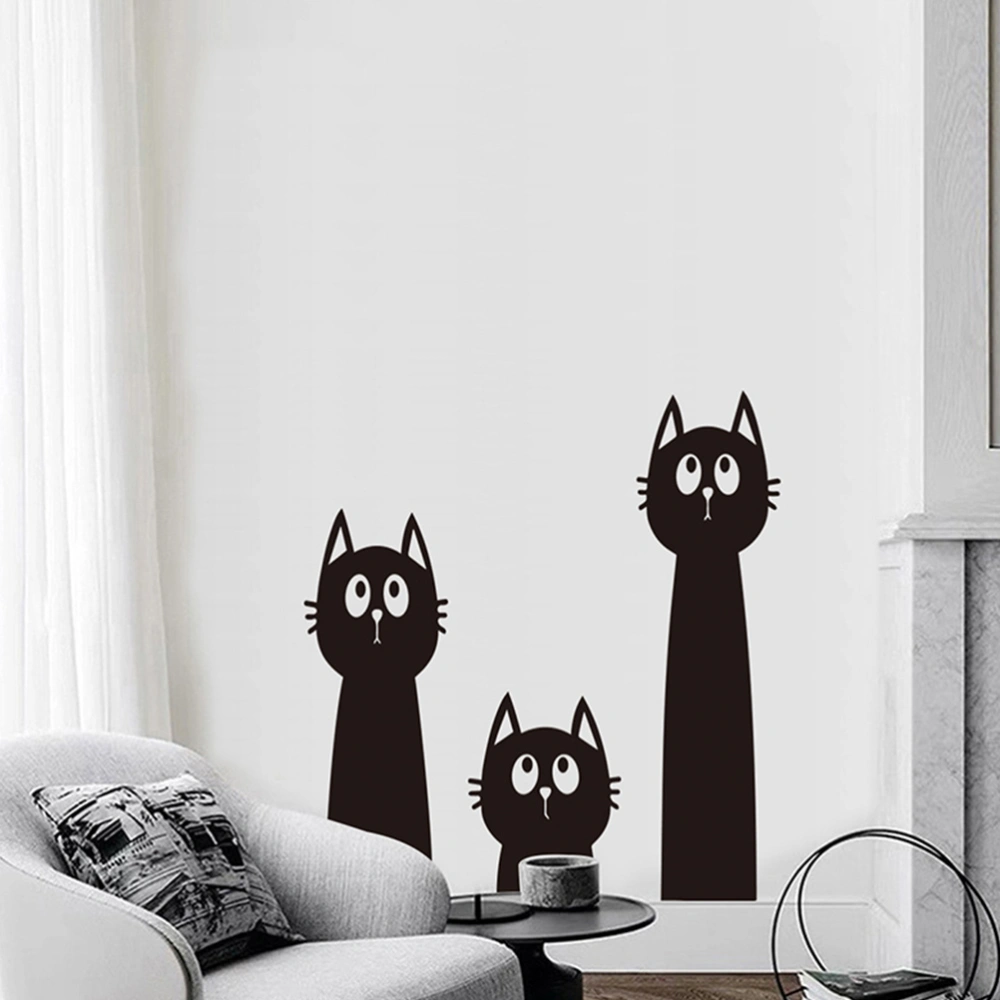 1pc Adorable Removable Living Room Wall Sticker PVC Cat Wall Sticker (Black)