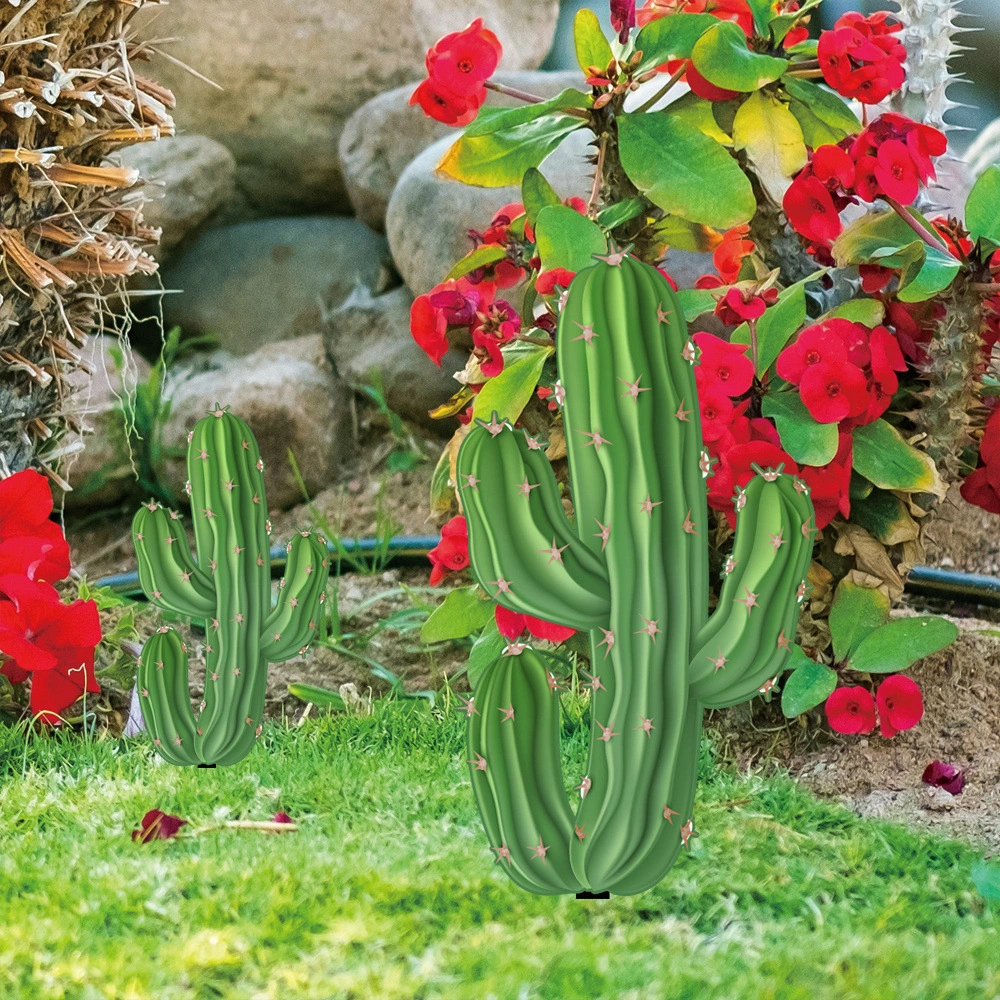 Cactus Lawn Sign Stake Outdoor Garden Cactus Stake Sculpture Garden Inserted Stake Ornament