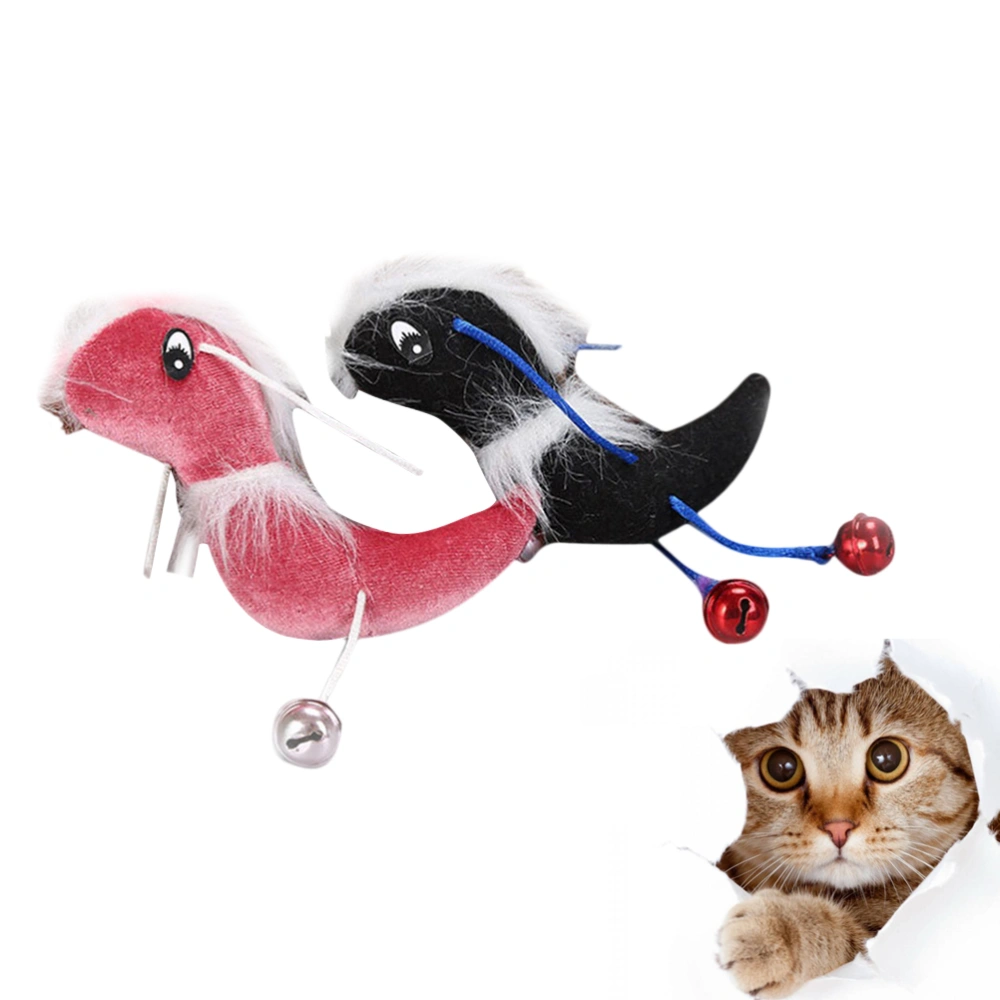 2pcs Funny Plush Ant Toy Training Bell Playing Toy Cat Interactive Toy Funny Cat Ant Teaser (Black, Pink)