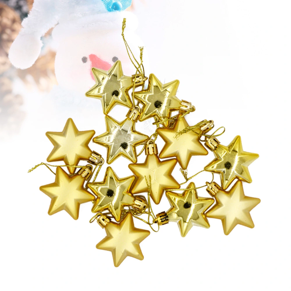 24 Pcs 4.8CM Creative Chirstmas Hexagon Pendant Colored Plastic Hanging Decor Christmas Tree Ornament Decor Xmas Door Wall Hanging Party Favors (Golden)