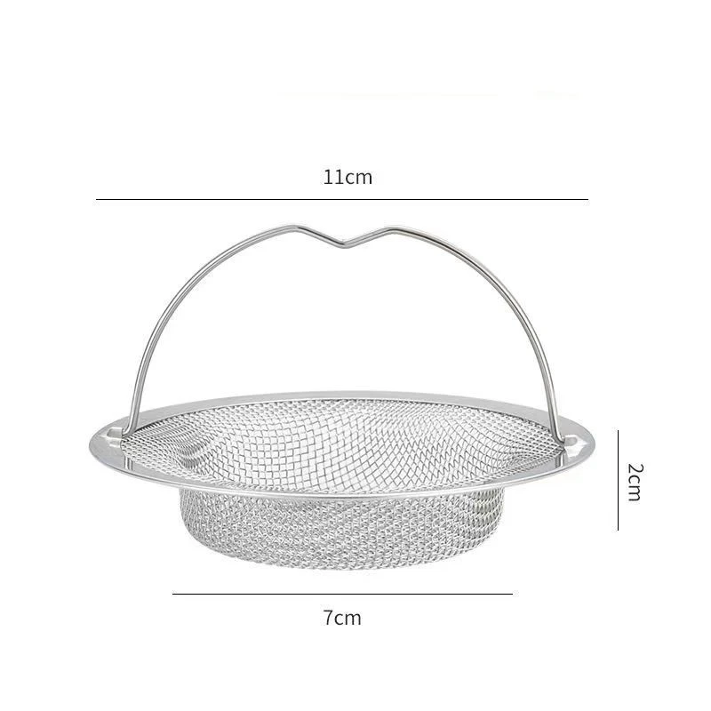 2pcs Kitchen Sink Strainers Stainless Steel Drain Catchers Bathroom Basin Garbage Baskets with Carrying Handle