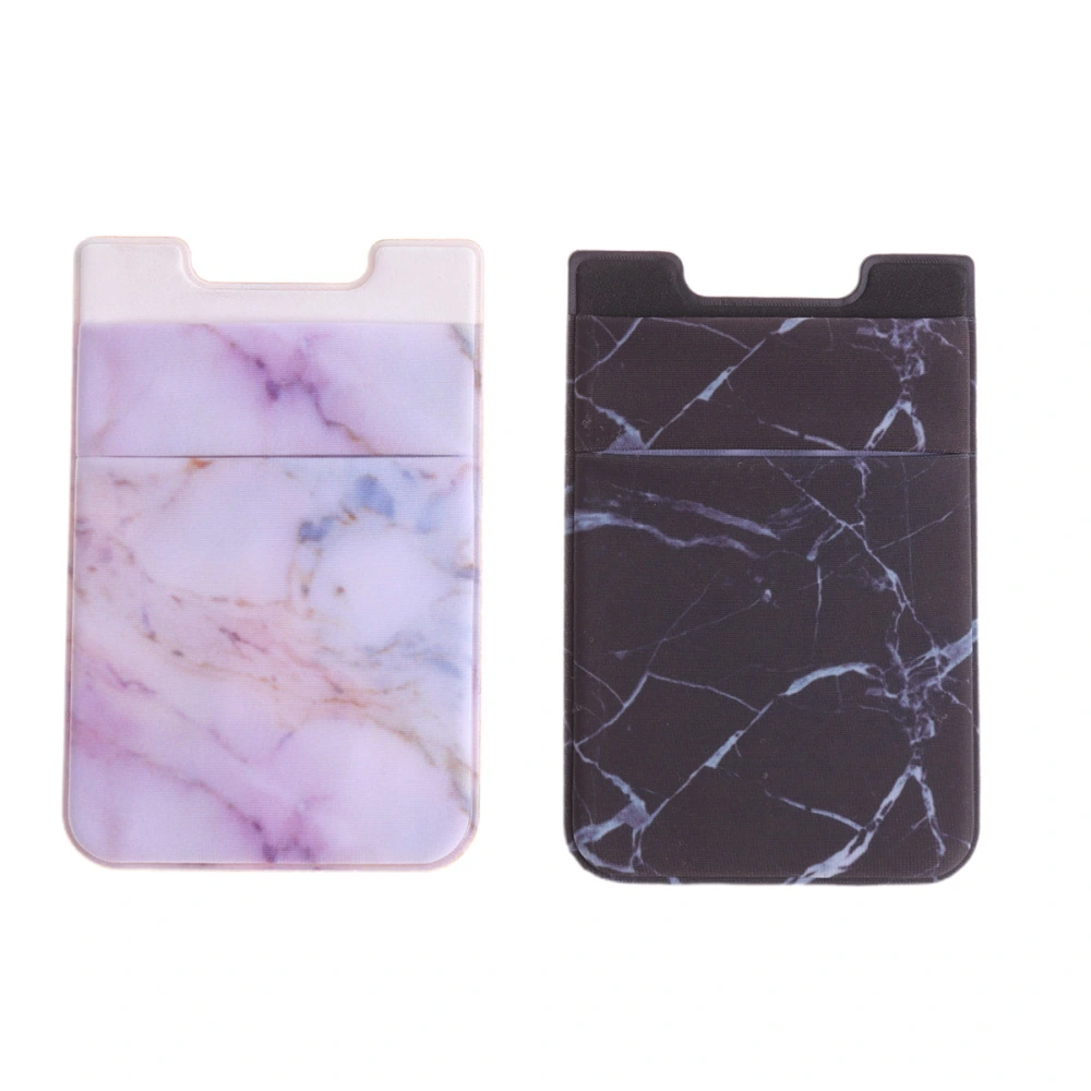 2PCS Marble Phone Pouch Self Adhesive Lycra Holder Cell Phone Back Patch Pocket (Pink/Black)