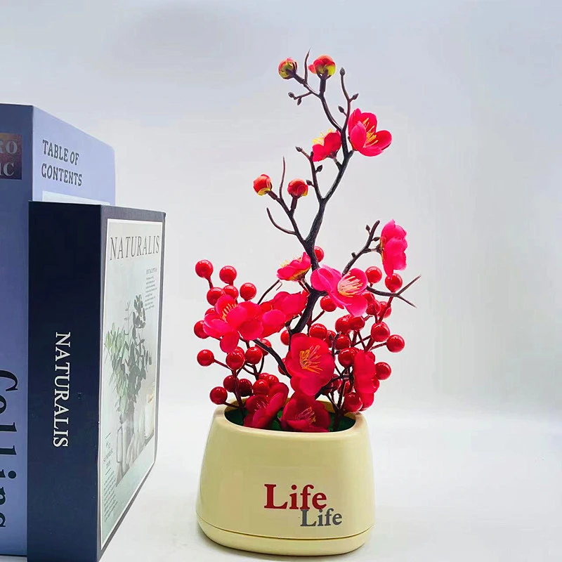 Artificial Fortune Tree Fruit Desktop Artificial Potted Plum Blossom Flower Potted Decoration