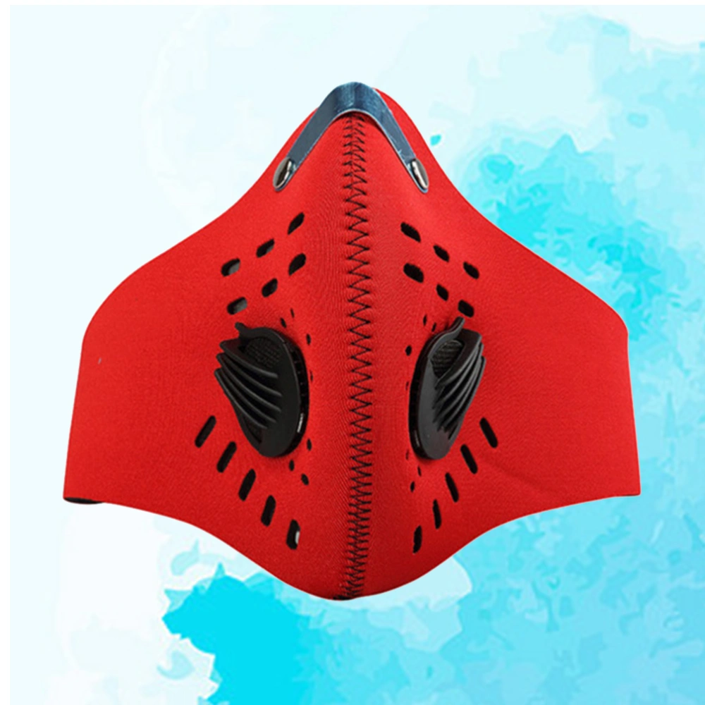 Activated Carbon Dustproof Mask Extra Filter Cotton Sheet and Valves for Exhaust Gas for Running Cycling Outdoor Activities (Red)