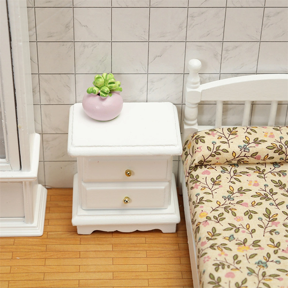 Mini House Night Table Model Wooden Mini Bedside Table Model Photo Prop