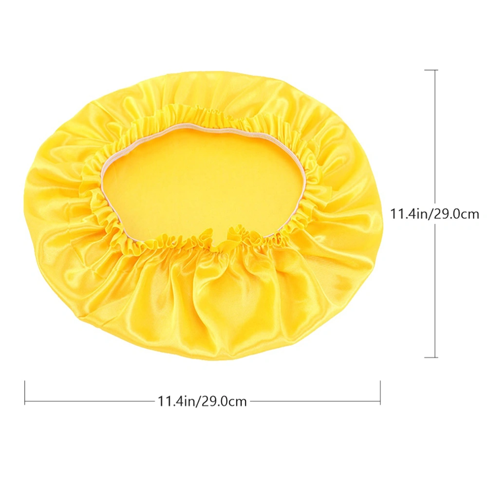 2pcs Silk Lace Sleeping Caps Round Night Hats Hair Salon Beauty Caps (Yellow)