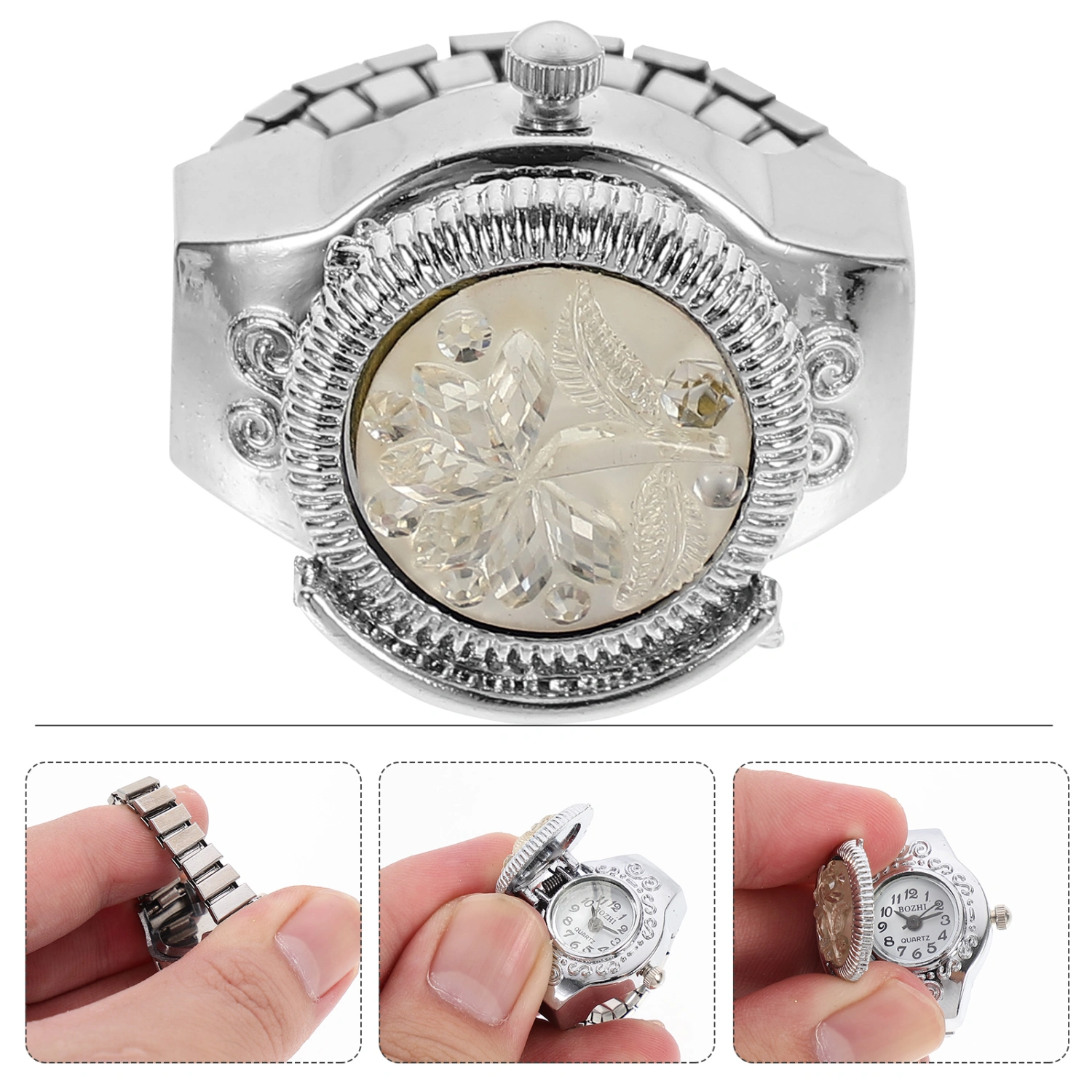 1pc Fashion Finger Ring Watches Portable Finger Watch Decorative Finger Watch
