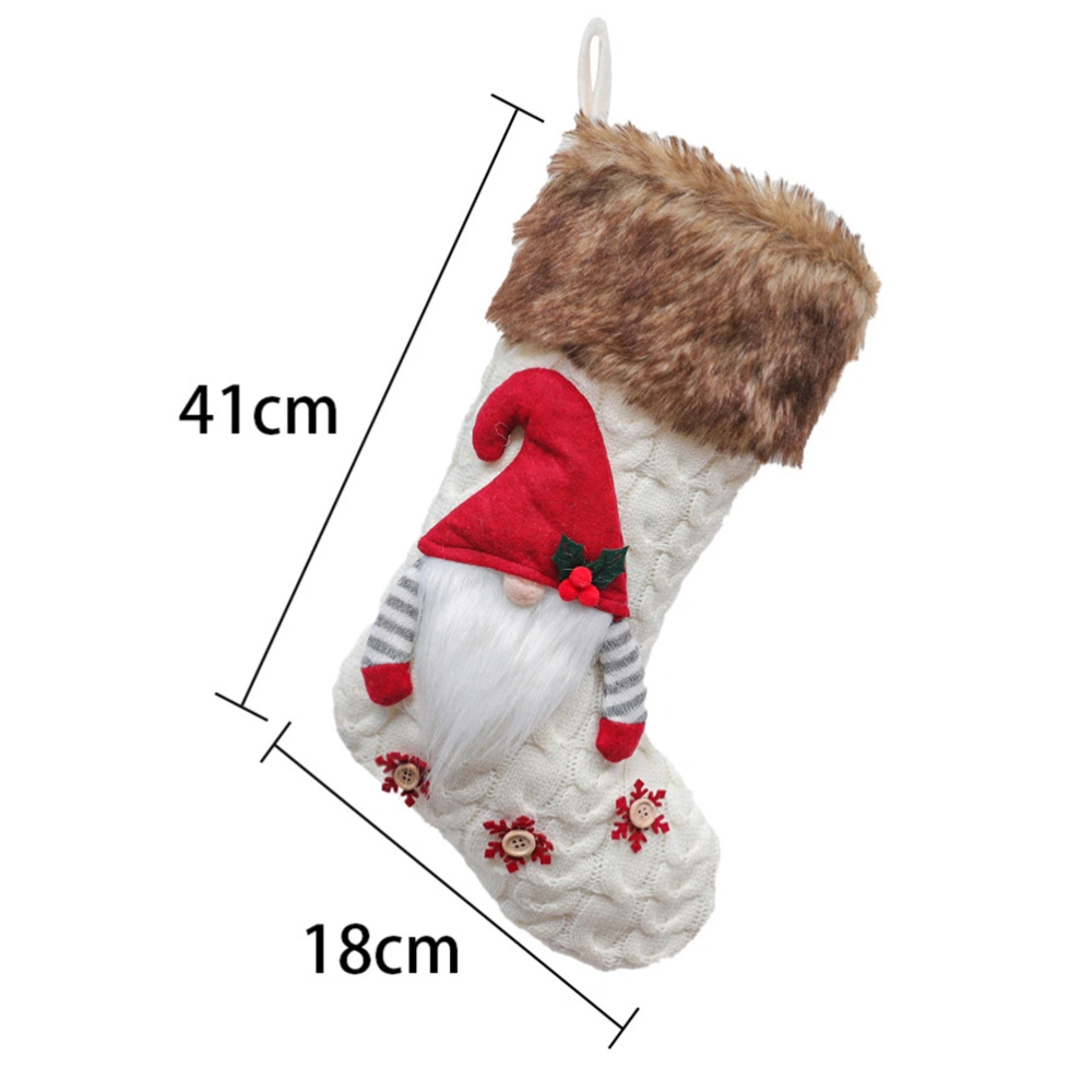 1pc Christmas Stockings Xmas Sock Gift Bag Faceless Santa Decorative Pendant