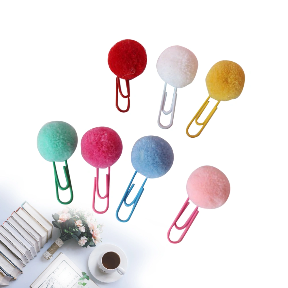 24pcs Paper Clips Kawaii Plush Ball Bookmark Clip Memo Clip Paper Clip Bookmark Novelty Gift (Random Color)