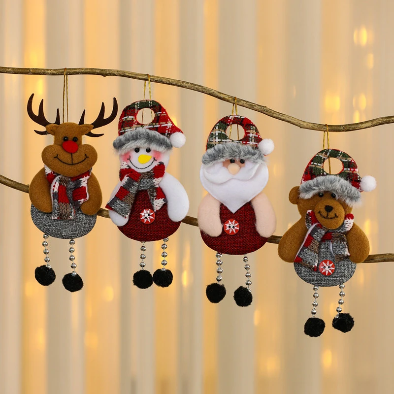 4pcs Christmas Pendants Xmas Tree Ornaments Cartoon Doll Hanging Decor Xmas Decor