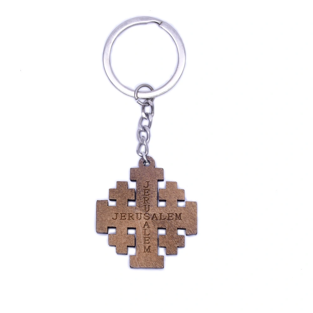 6pcs Wood Cross Key Chain Decorative Key Chain Pendant Backpack Keychain Decor