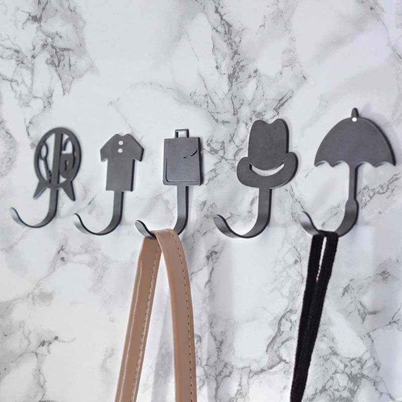 5pcs Wall Hanger Wall Storage Hook Wall Coat Bag Tote Hanging Hook Iron Hooks