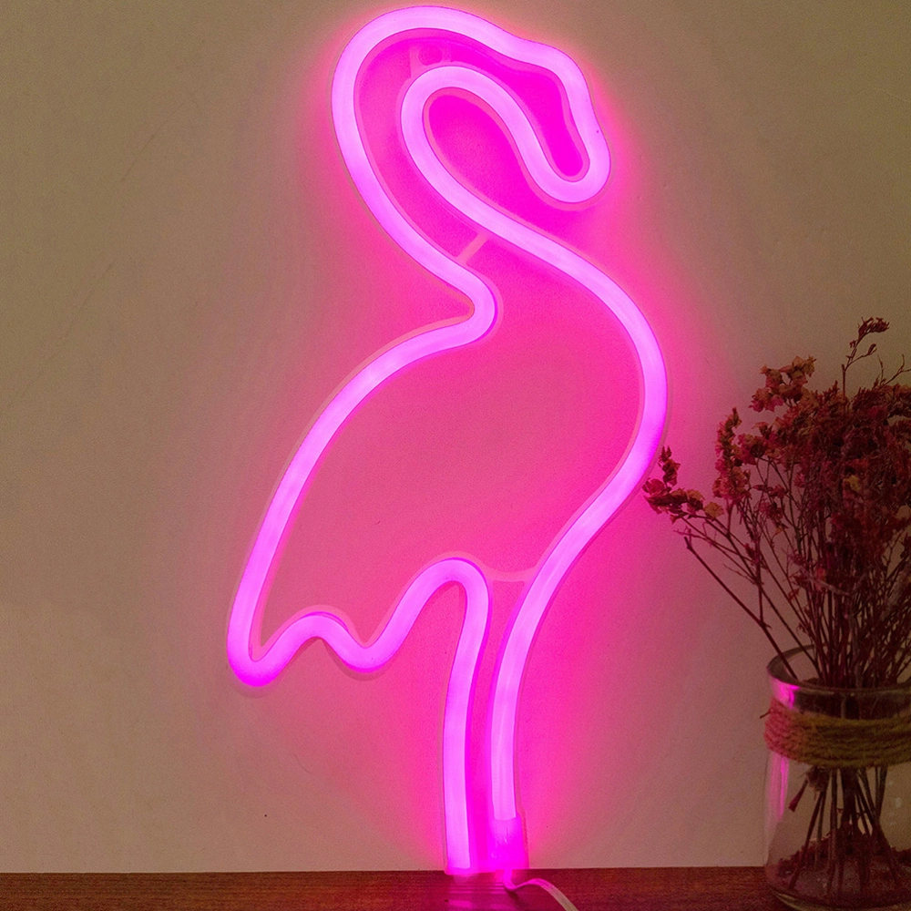 Creative Flamingo Shape Neon Sign Lamp LED Neon Light Creative Lamp Ornament