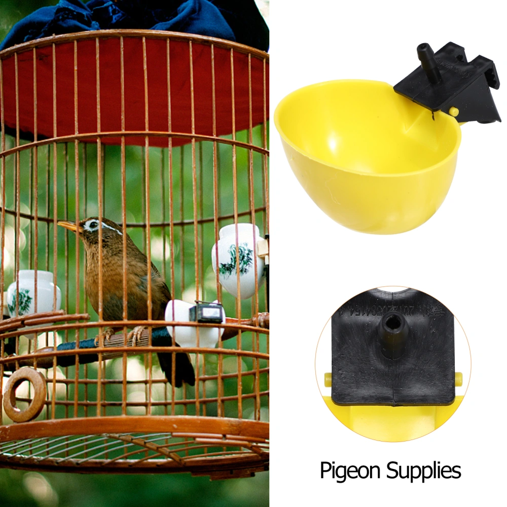 10Pcs Pigeon Water Feeders Bird Drinking Water Holders Drinking Bowls (Yellow)