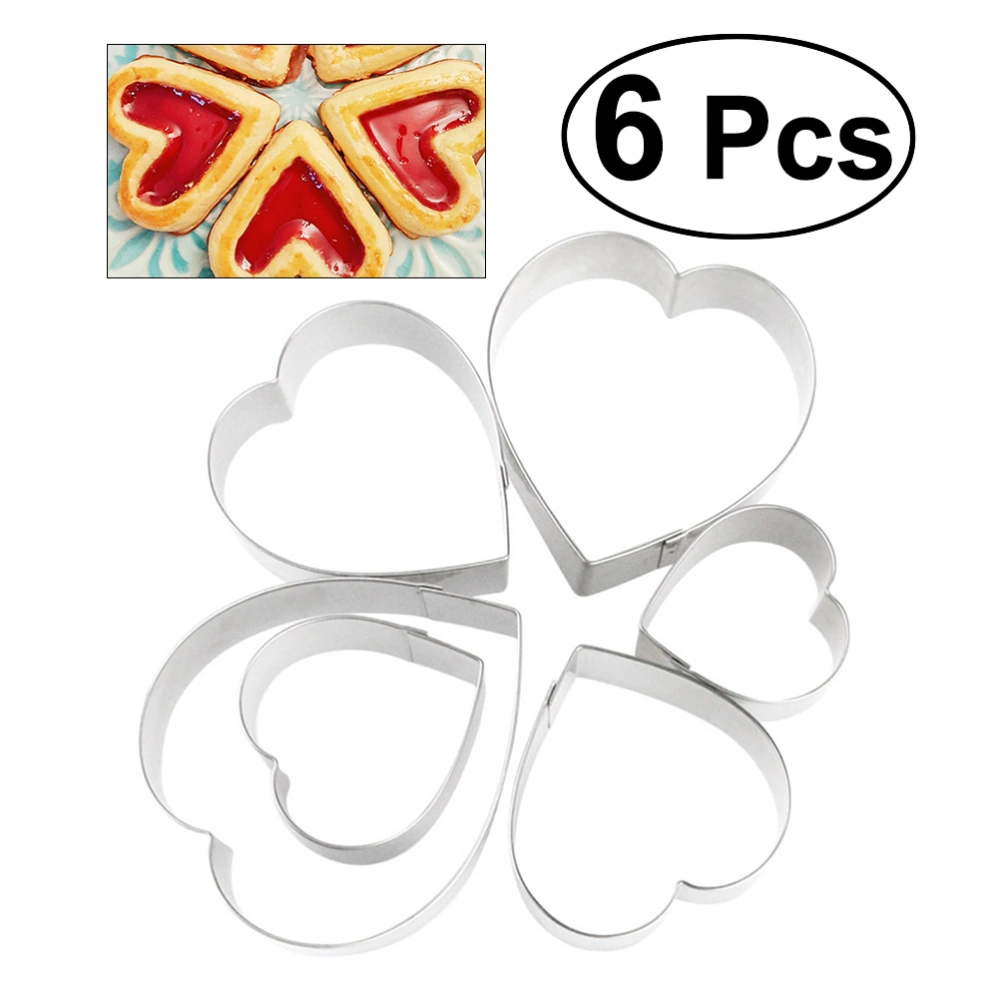 6 Pcs Heart Shape Cookie Cutter Set Stainless Steel DIY Baking Mold For Christmas Birthday Wedding Party