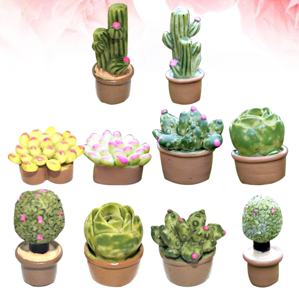 10PCS Resin Succulent Ornament Moss Micro-landscape Ecological Bottle Decoration DIY Succulent Assemblied Decor Artificial Succulent Potteds Adornment for Home Store Mixed Style