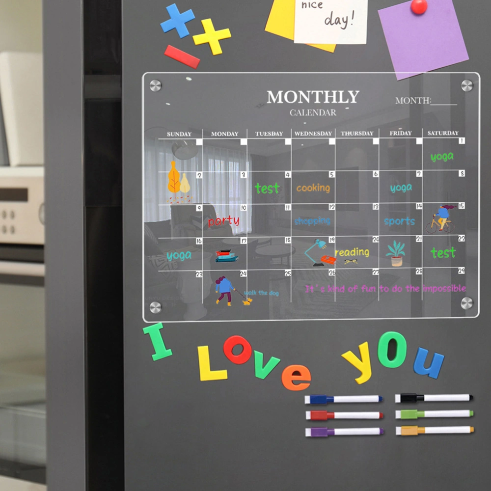 1 Set of Magnetic Schedule Plan Board Message Clear Board Acrylic Magnetic Plan Board