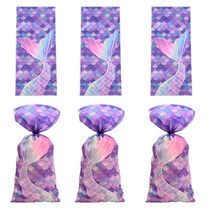 Mermaid Pattern Candy Bags Decorative Small Gift Bags Party Favors Bags Drawstring Gift Pouches