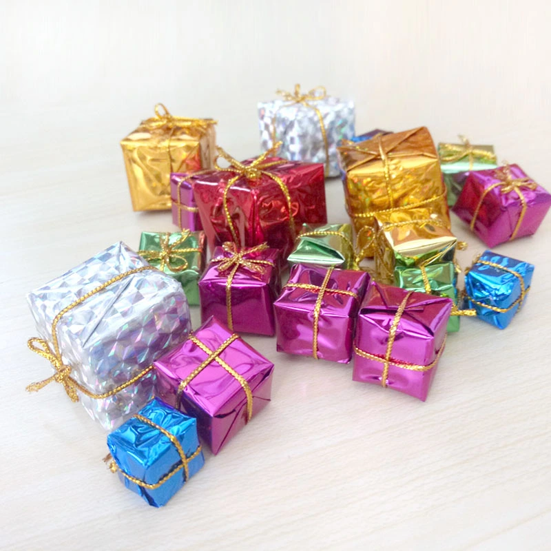 60pcs Christmas Tree Small Gift Boxes Shape Hanging Ornaments Xmas Tree Gift Box Shaped Pendant