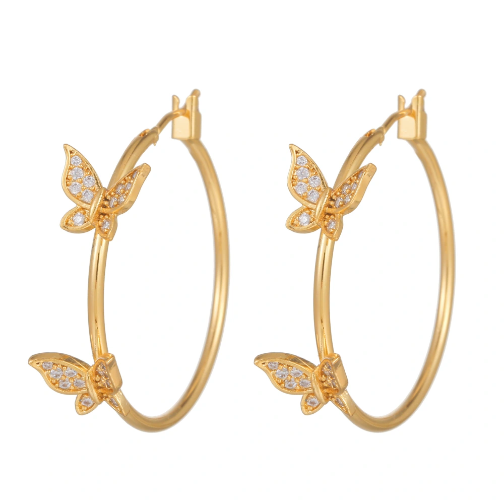 1 Pair Hoop Earrings Butterfly Charm Huggie Hoop Earrings Women Temperament Earrings