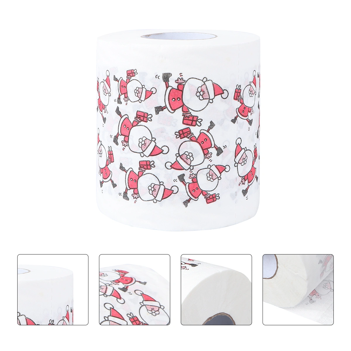 1 Roll Printed Toilet Paper Santa Claus Pattern Tissue Home Toilet Tissue(White)