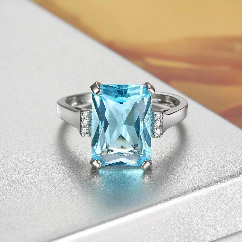 Topaz Women's Solitaire Ring for Women Valentine's Gift Party Accessories Size 11 (Sky Blue)