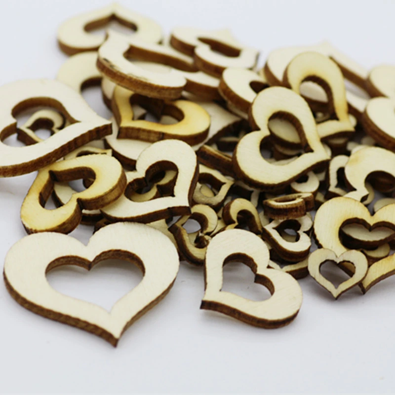 100Pcs Unfinished Wood Hearts Hollow Wood Heart Wooden Hearts Cutout DIY Wood Cutouts