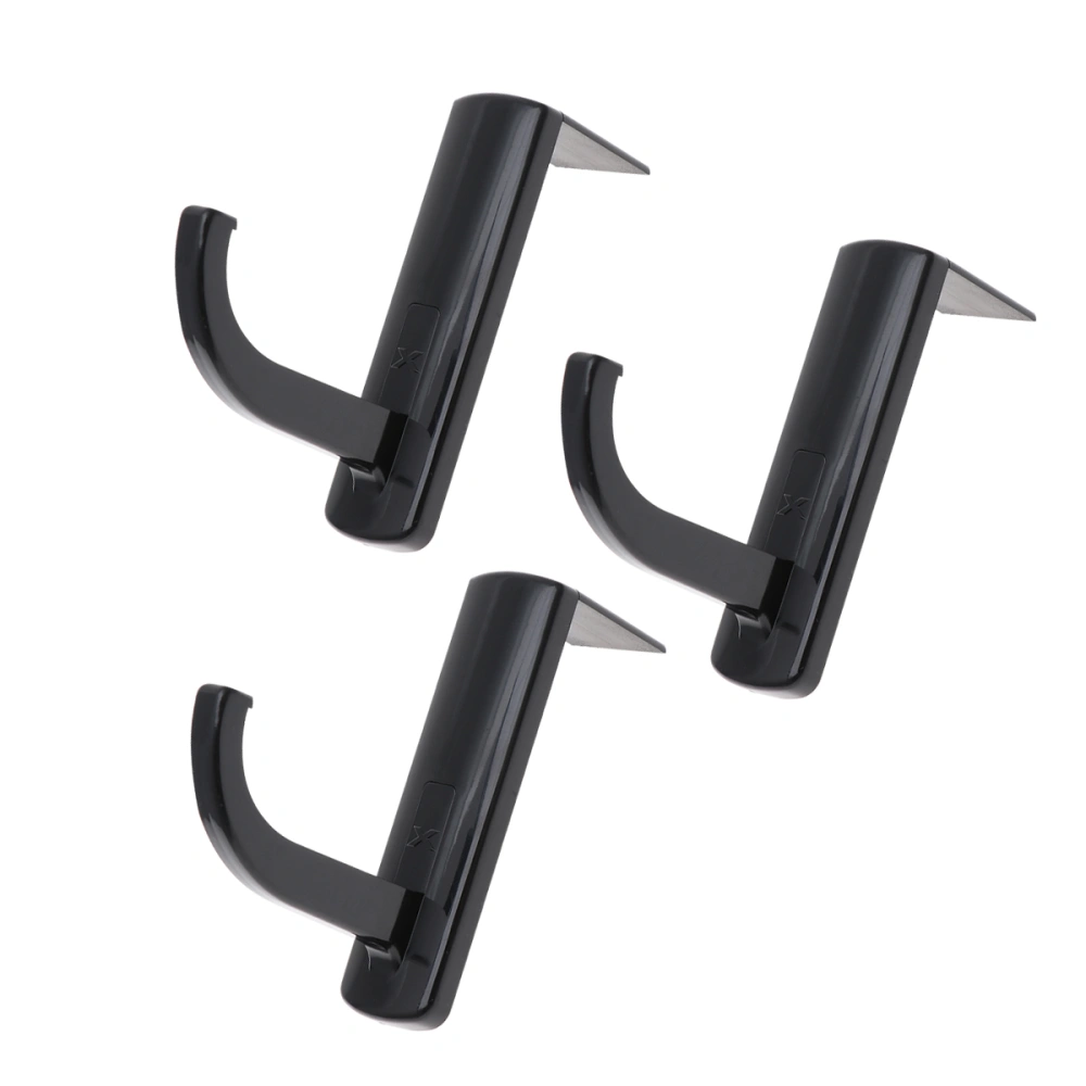 3pcs Headphone Holder Hooks Self-adhesive Headset Rack Hanger for Headset Storaging Black