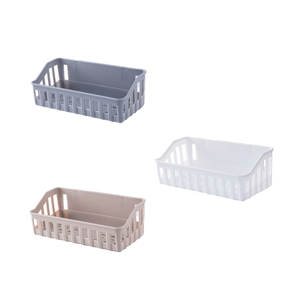 3PCS Punch Free Wall Mounted Basket Self Adhesive Plastic Kitchen Storage Rack for Kitchen Toilet (Random Color)