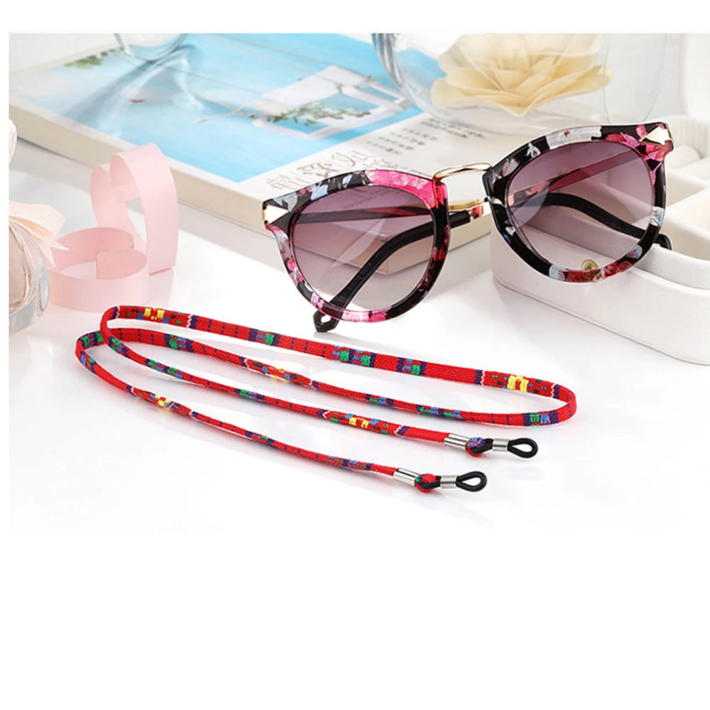 Glasses String Non-Slip Decor Glasses Holder Cotton String for Woman Lady Female (Red)