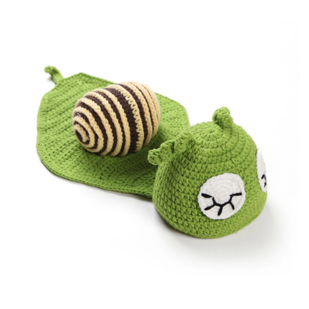 Newborn Baby Photography Props Cartoon Snail Shaped Photo Taking Outfits Unisex Knitted Costume Suits (Cyan)