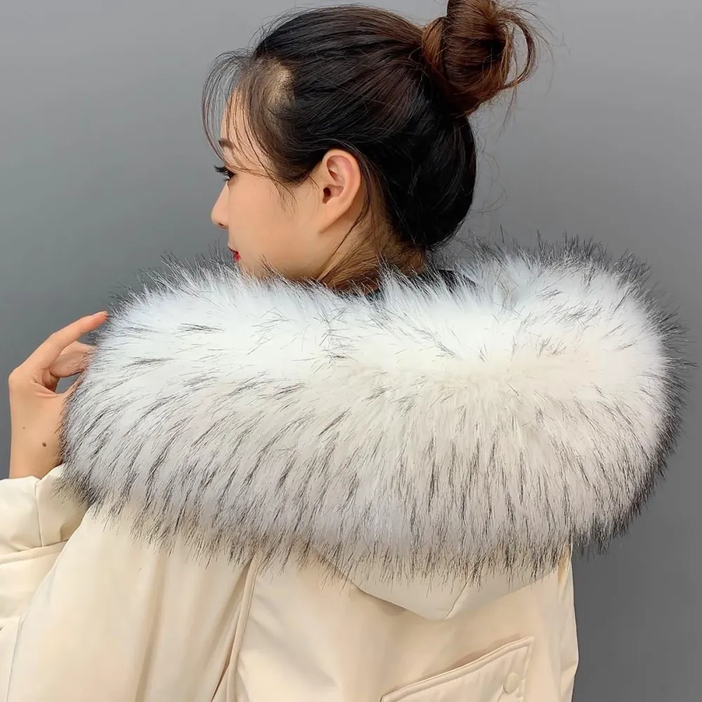 Artificial Fur Collar Hood Replacement Faux Fur Shawl Women Winter Costume Accessory