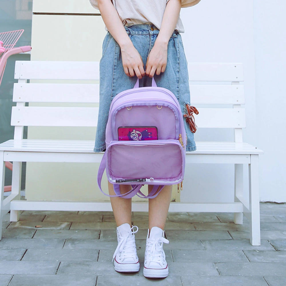 1PC Jelly Backpack Stylish Waterproof Transparent Zipper Backpack for Teenager Girls Boys Violet