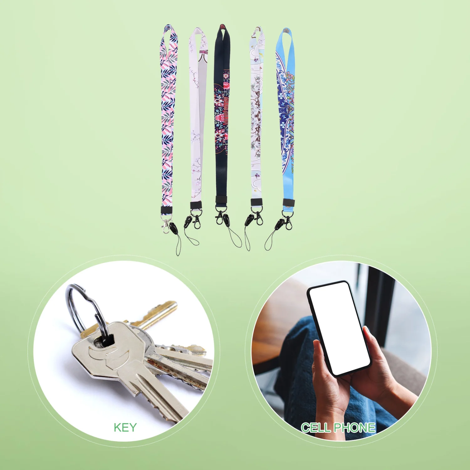 5Pcs Decorative Phone Chains Multi-function Phone Lanyards Convenient Phone Straps (Mixed Style)