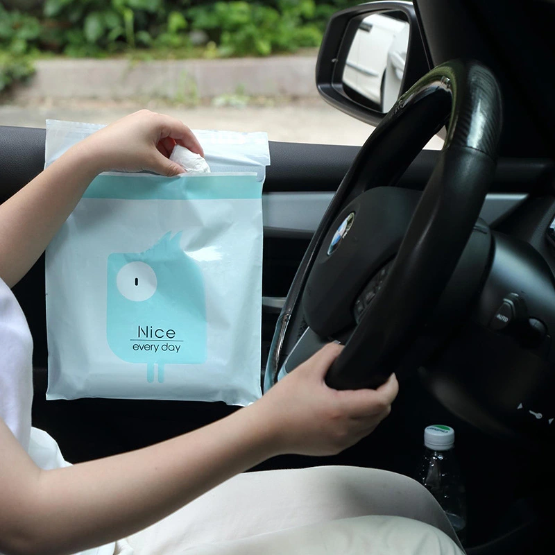 60Pcs Travel Garbage Bags Self-adhesive Throw Up Bags Garbage Storage Bags Waste Bags for Car