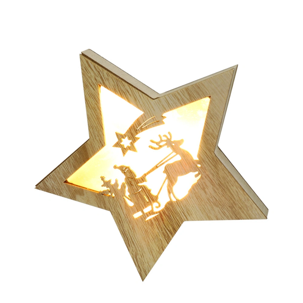 1Pc Christmas Wooden Star LED Pendant Christmas Tree Hanging Ornament (YLSD02-3)