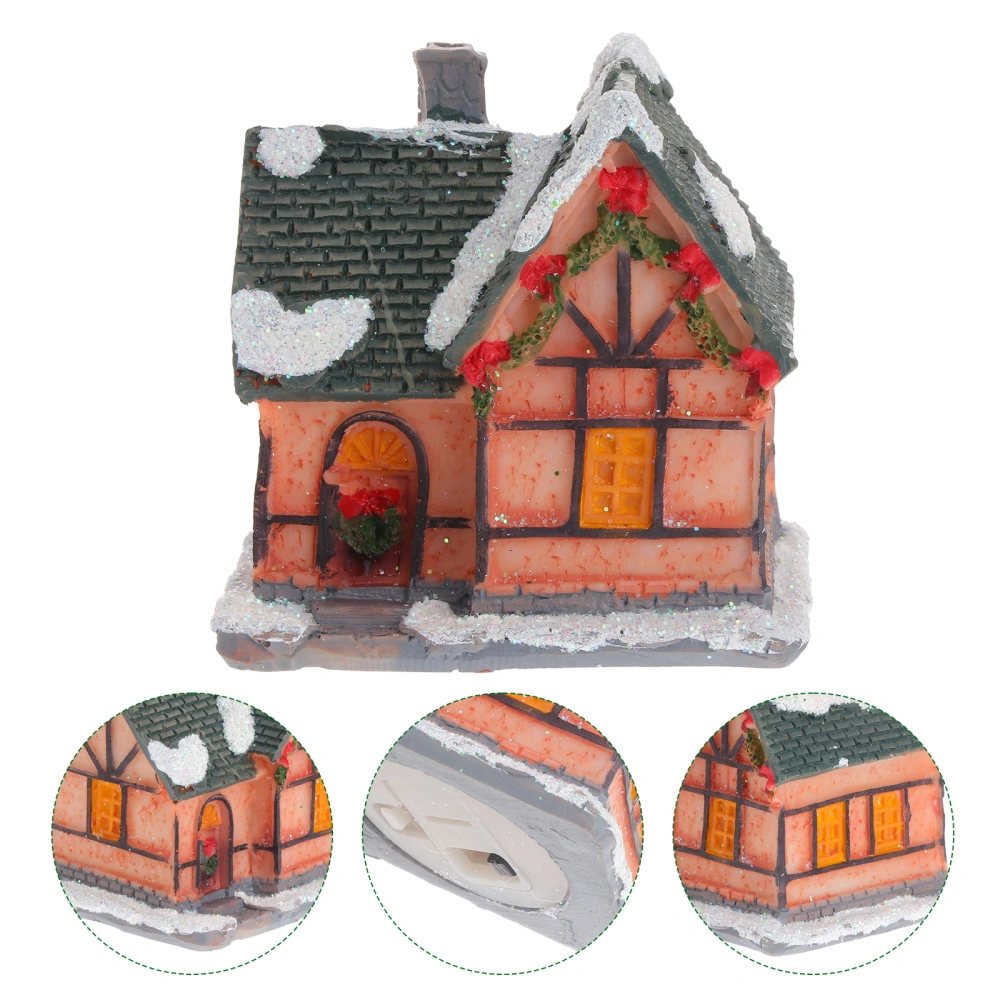 1pc Christmas Mini Luminous House Mini Landscape Decor Micro Resin House Decor