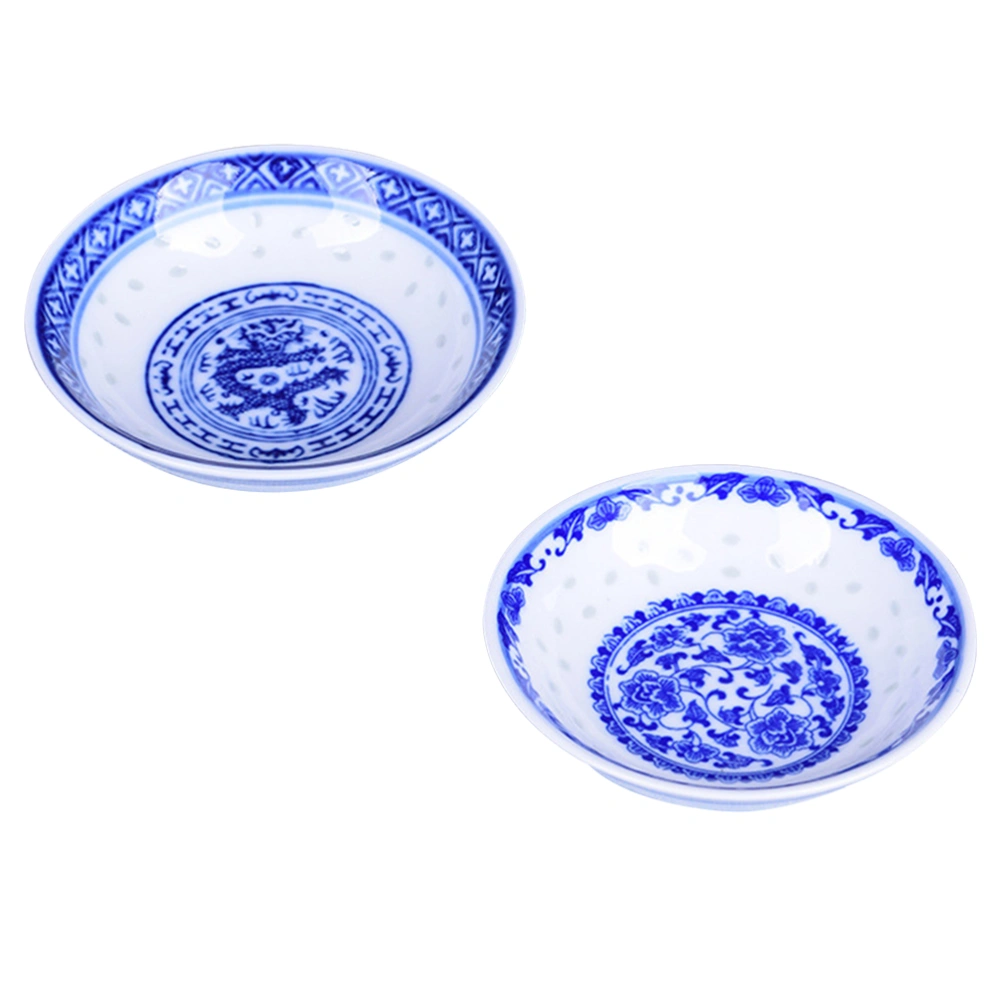 2Pcs Ceramic Condiment Plates Seasoning Trays Mustard Sushi Plates (Blue)