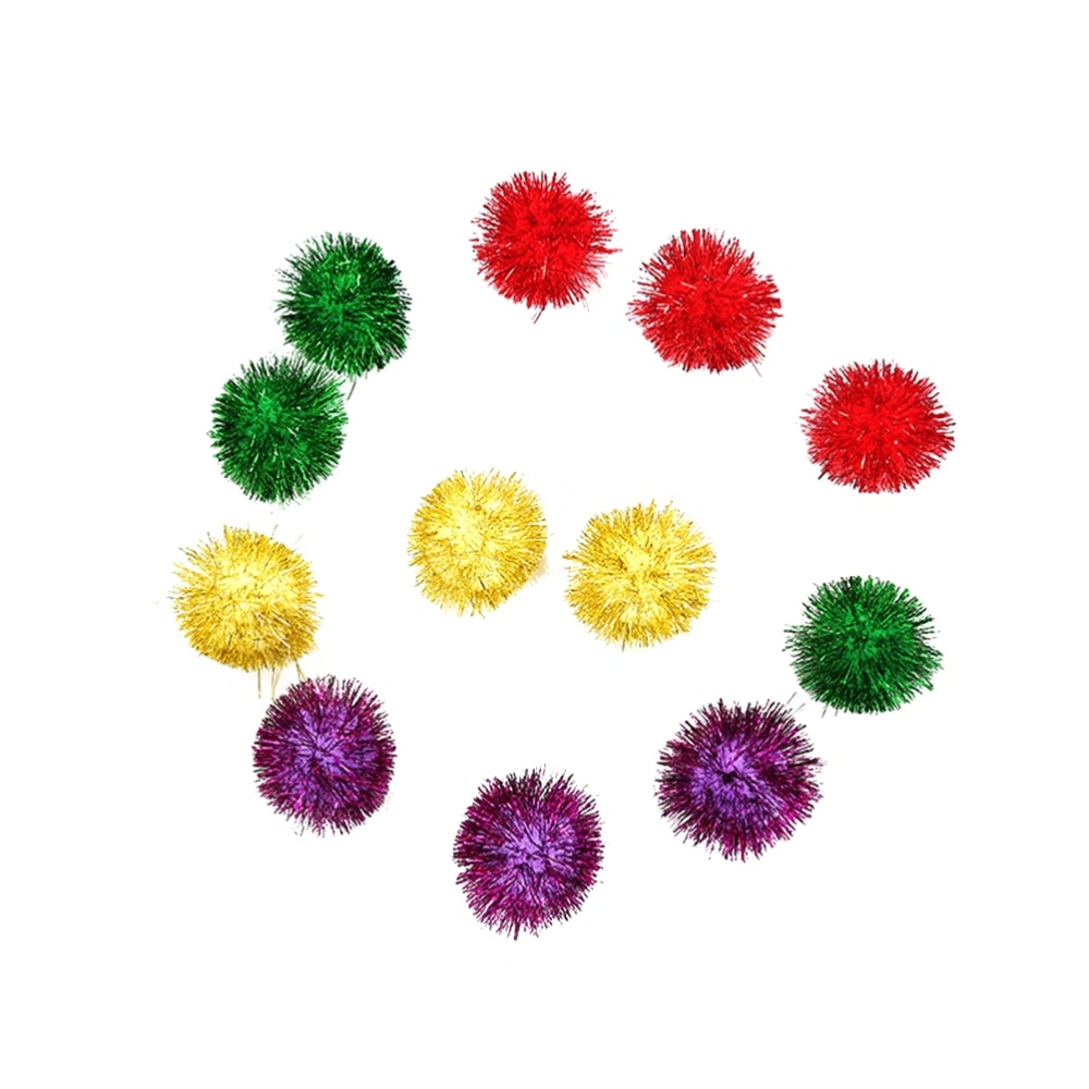 12pcs Glitter Wrapped Toy Balls Colorful Funny Pet Cat Kitten Toy Balls (Random Color)