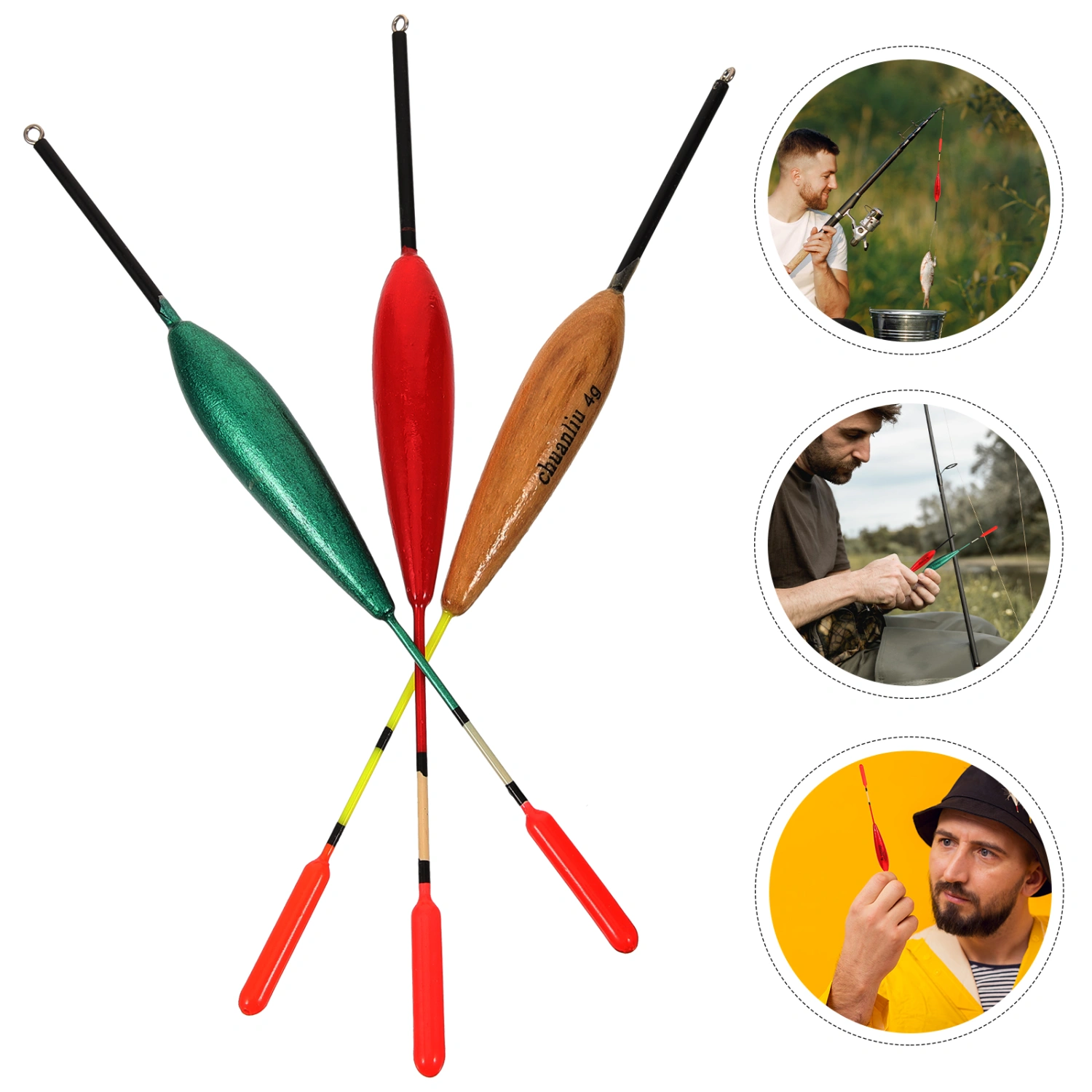 1 Set of Fishing Wood Bobbers Professional Fishing Floats Fishing Float Bobbers Fishing Accessory