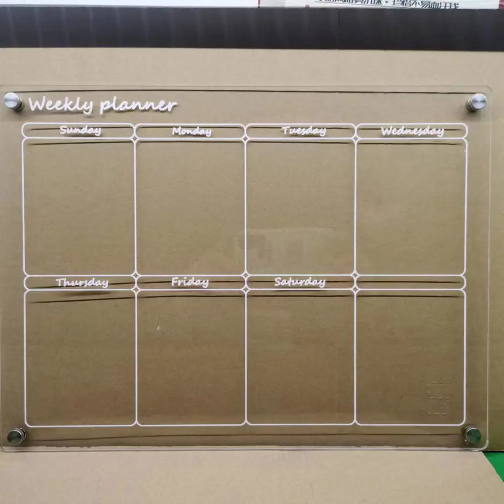 Acrylic Weekly Plan Board Clear Dry Erase Board Clear Planning Board for Office Kitchen Fridge