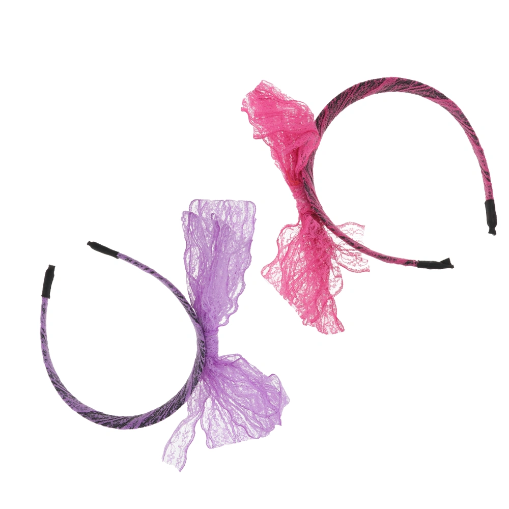 2 Pcs Lace Headband 70/80s Party Hair Hair Band Hair Accessories (Random Color)