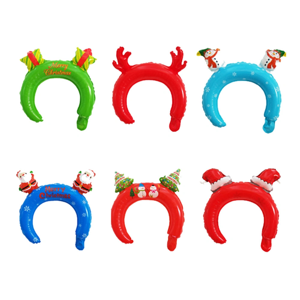 24 Pcs Christmas Headwear Balloons Cartoon Christmas Themed Balloon Headdress Unique Aluminum Film Balloon Headband for Kids Boys Girls Random Style