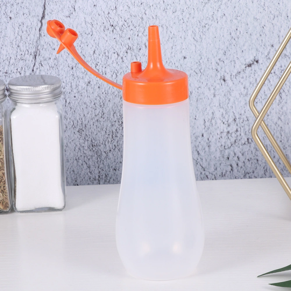 3pcs Salad Dressing Bottle Useful Squeeze Bottle with Lid Durable Sauce Bottle for Home Kitchen - Cream Color + Coffee + Orange (6x6x18.5cm)